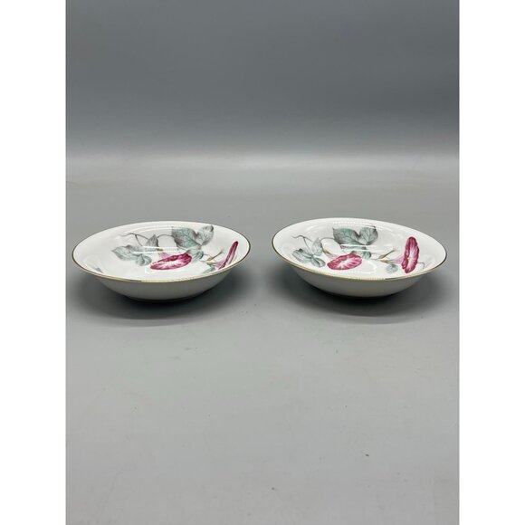 Noritake China 5108 Morning Glory dessert bowls set of 2 5 1/2" white READ - Picture 4 of 7